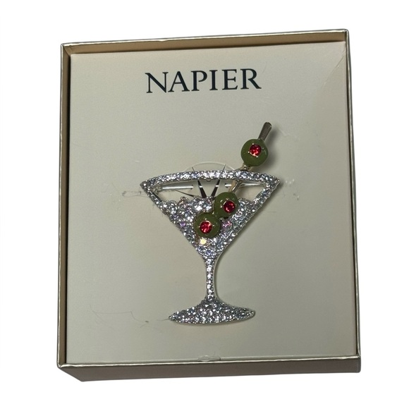 Napier Olive Martini Broach in Gold and Cream Decorative Box - Picture 1 of 16